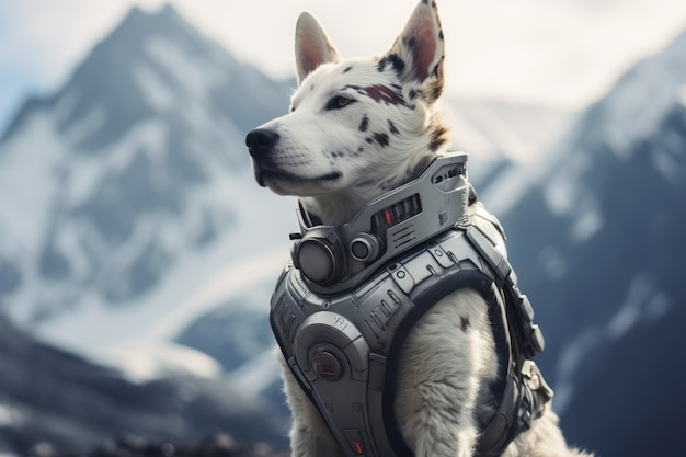 Foto gratuita perro de estilo futurista en la naturaleza