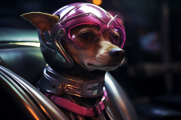 Foto gratuito perro de estilo futurista con traje de robot