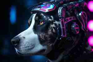 Foto gratuita perro de estilo futurista con traje de robot