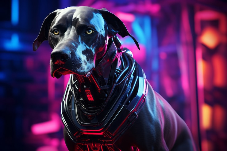 Foto gratuito perro de estilo futurista con traje de robot