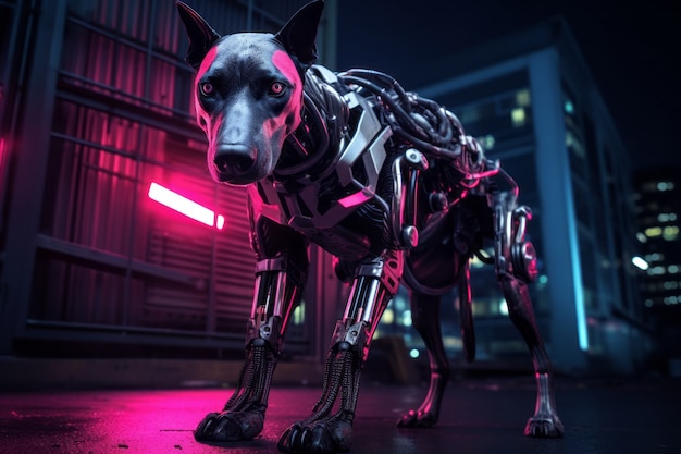 Foto gratuita perro de estilo futurista con traje de robot