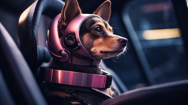 Foto gratuita perro de estilo futurista con traje de robot