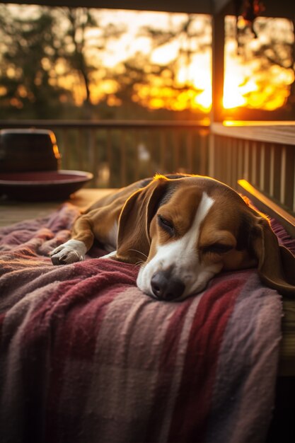 Foto gratuita perro lindo durmiendo generado