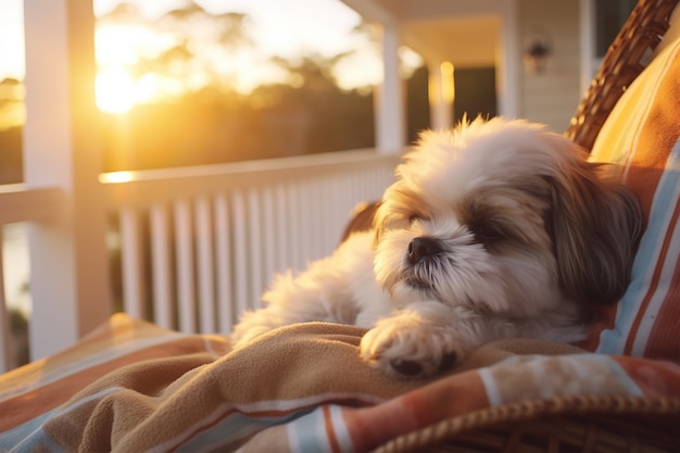 Foto gratuita perro lindo durmiendo generado