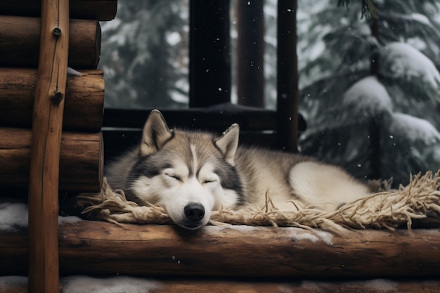 Foto gratuita perro lindo durmiendo generado