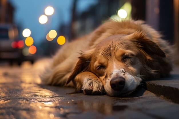 Perro lindo durmiendo generado