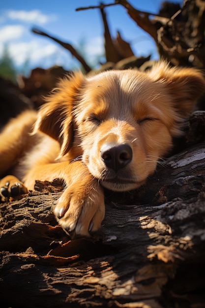 Perro lindo durmiendo generado