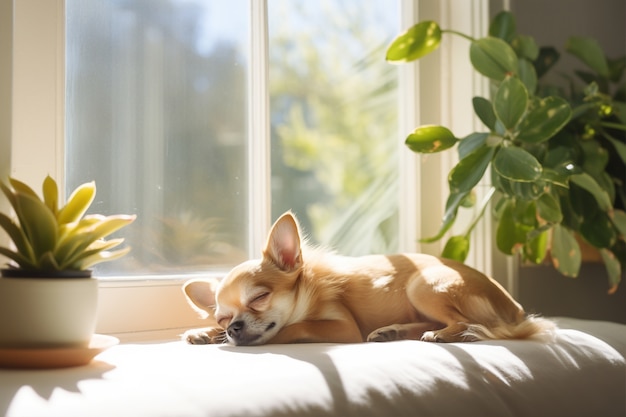 Perro lindo durmiendo generado