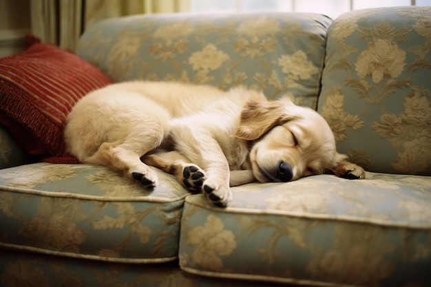 Perro lindo durmiendo generado