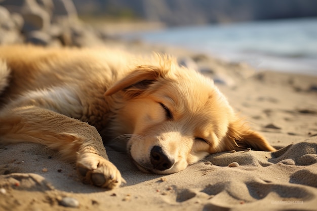 Foto gratuita perro lindo durmiendo generado