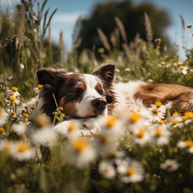 Foto gratuita perro lindo durmiendo generado