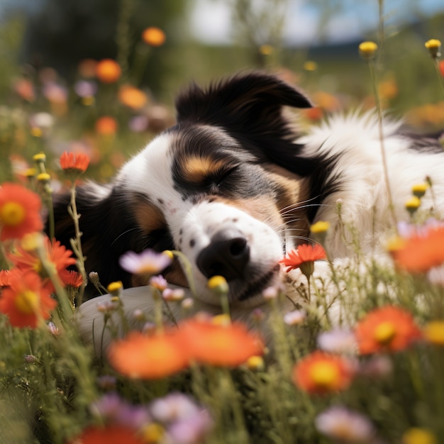 Foto gratuita perro lindo durmiendo generado