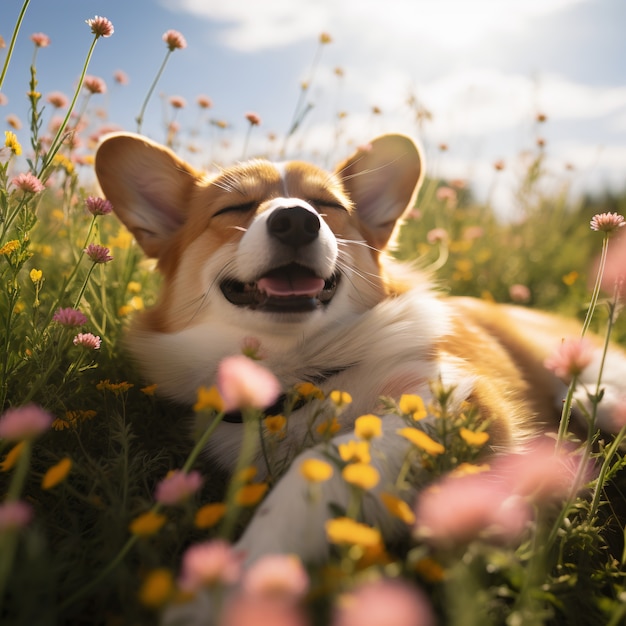 Foto gratuita perro lindo durmiendo generado