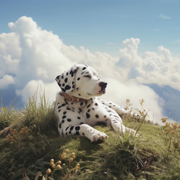 Foto gratuita perro lindo durmiendo generado