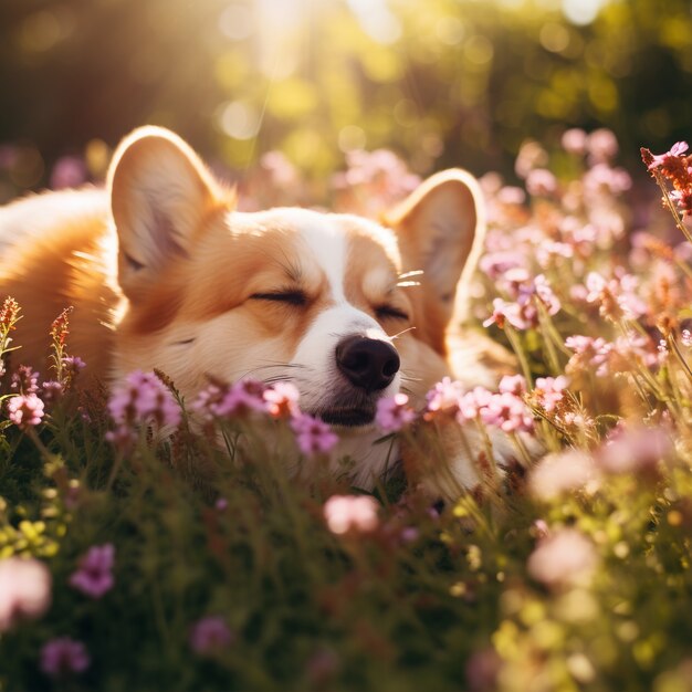 Perro lindo durmiendo generado