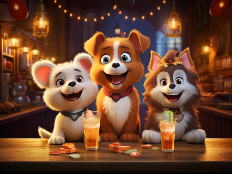 Foto gratuito perros adorables estilo de fantasía