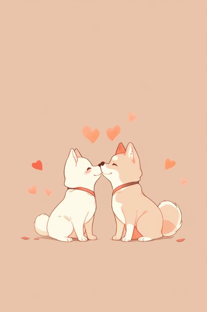 Perros al estilo de anime celebrando el día de San Valentín