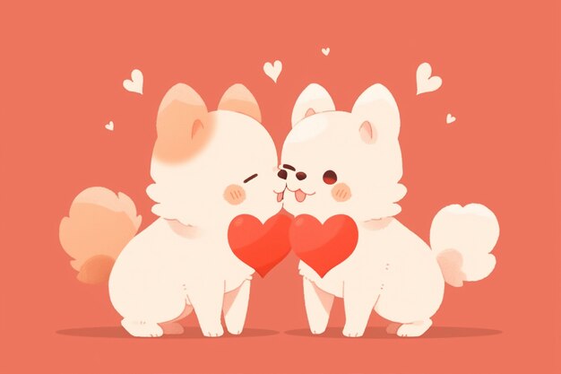 Perros al estilo de anime celebrando el día de San Valentín