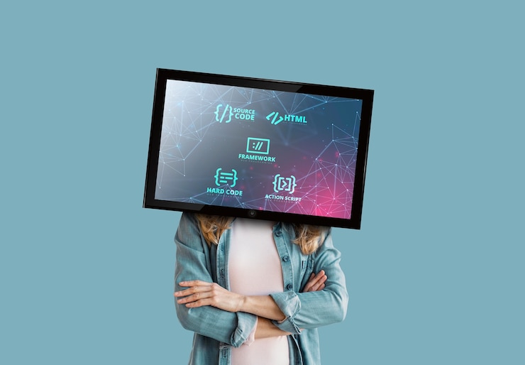 Photo Gratis person with html on computer