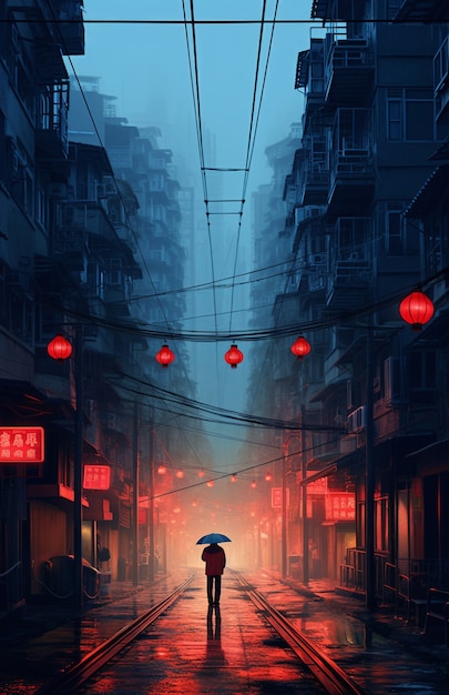 Persona caminando sola en una calle de la ciudad
