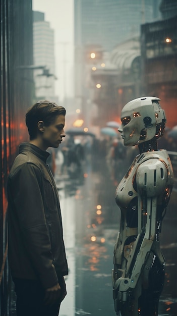 Persona cara a cara con un robot