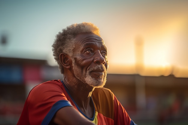 Foto gratuita persona disfrutando de un partido de fútbol