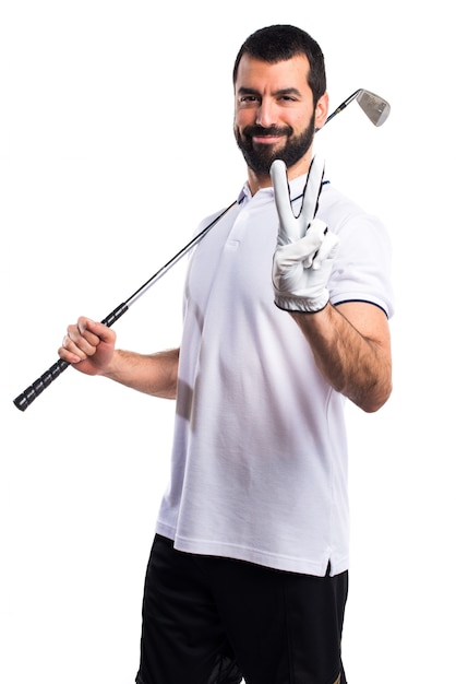 Persona emocionado energía macho golfista