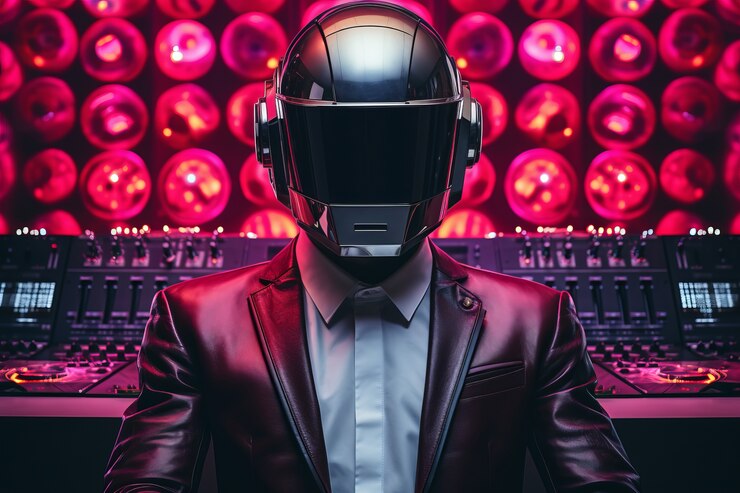 Foto gratuito persona futurista escuchando música con auriculares ultra modernos