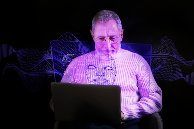 Foto gratuito persona con una máscara de avatar futurista del metaverso
