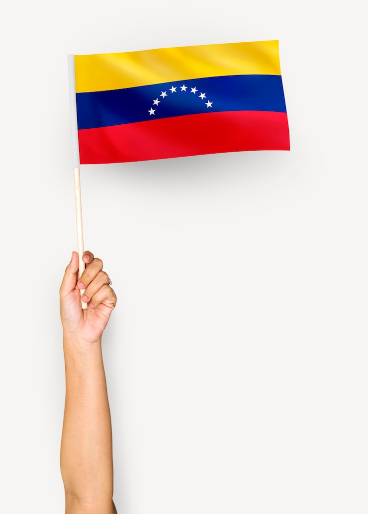 Foto gratuito persona ondeando la bandera de la república bolivariana de venezuela