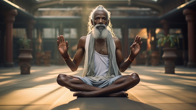 Persona practicando meditación yoga.