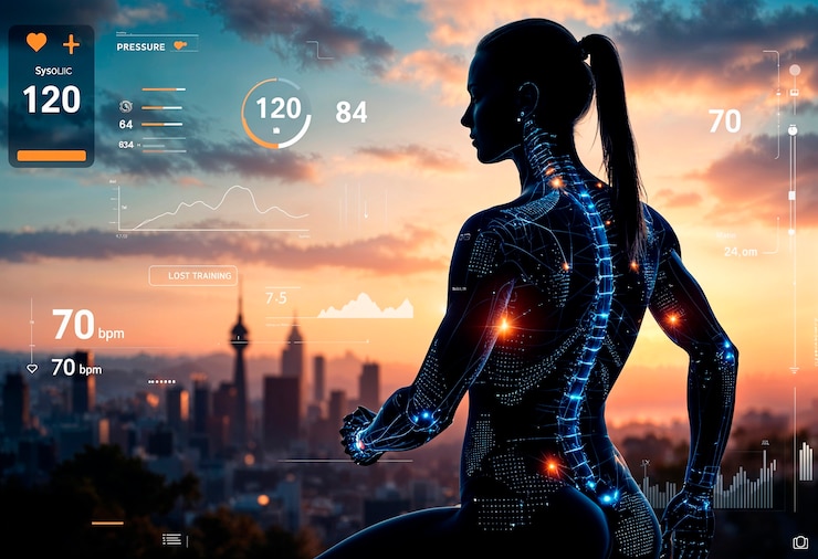 Foto gratuito persona que está siendo escaneada por una aplicación de salud digital