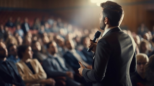 Foto gratuita persona que pronuncia un discurso en un evento oficial