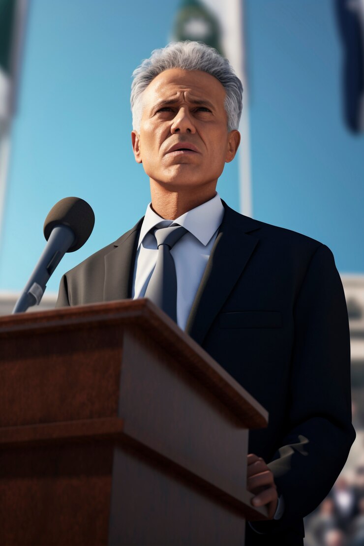 Foto gratuito persona que pronuncia un discurso en un evento oficial