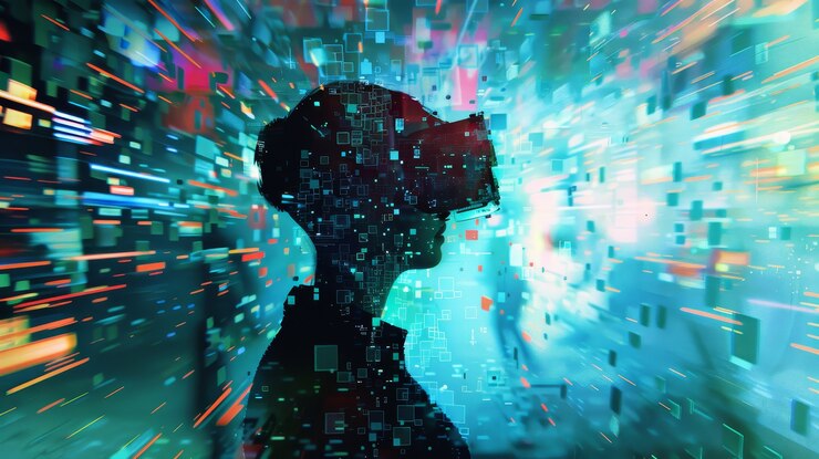 Foto gratuito persona que sufre de adicción a la tecnología y ciberenfermedad