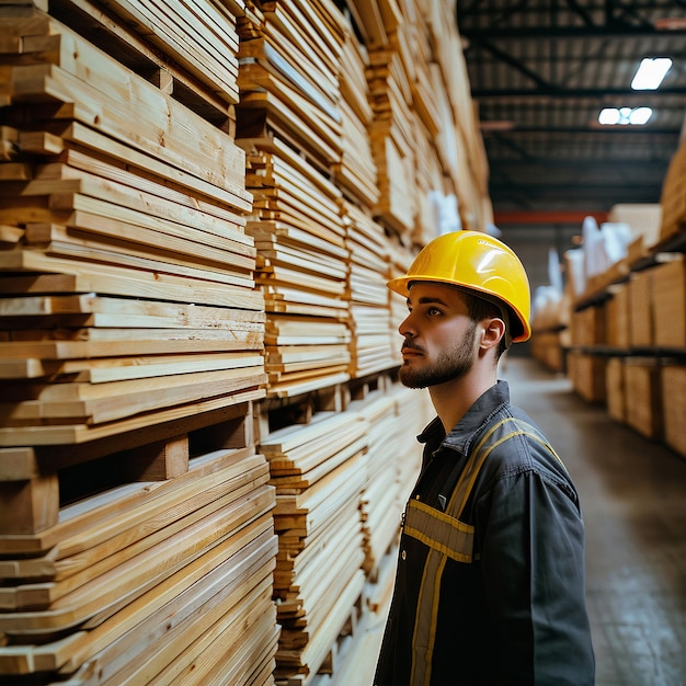 Persona que trabaja en la industria y la fábrica de madera