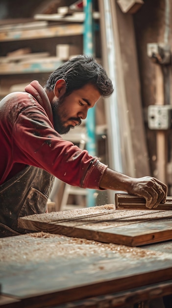 Persona que trabaja en la industria y la fábrica de madera