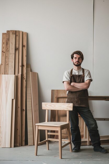 Persona que trabaja en la industria y la fábrica de madera