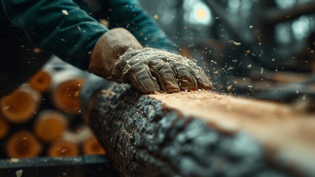 Persona que trabaja en la industria y la fábrica de madera