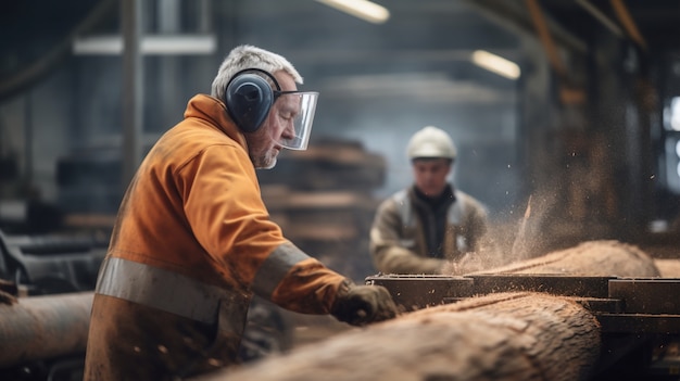 Persona que trabaja en la industria y la fábrica de madera