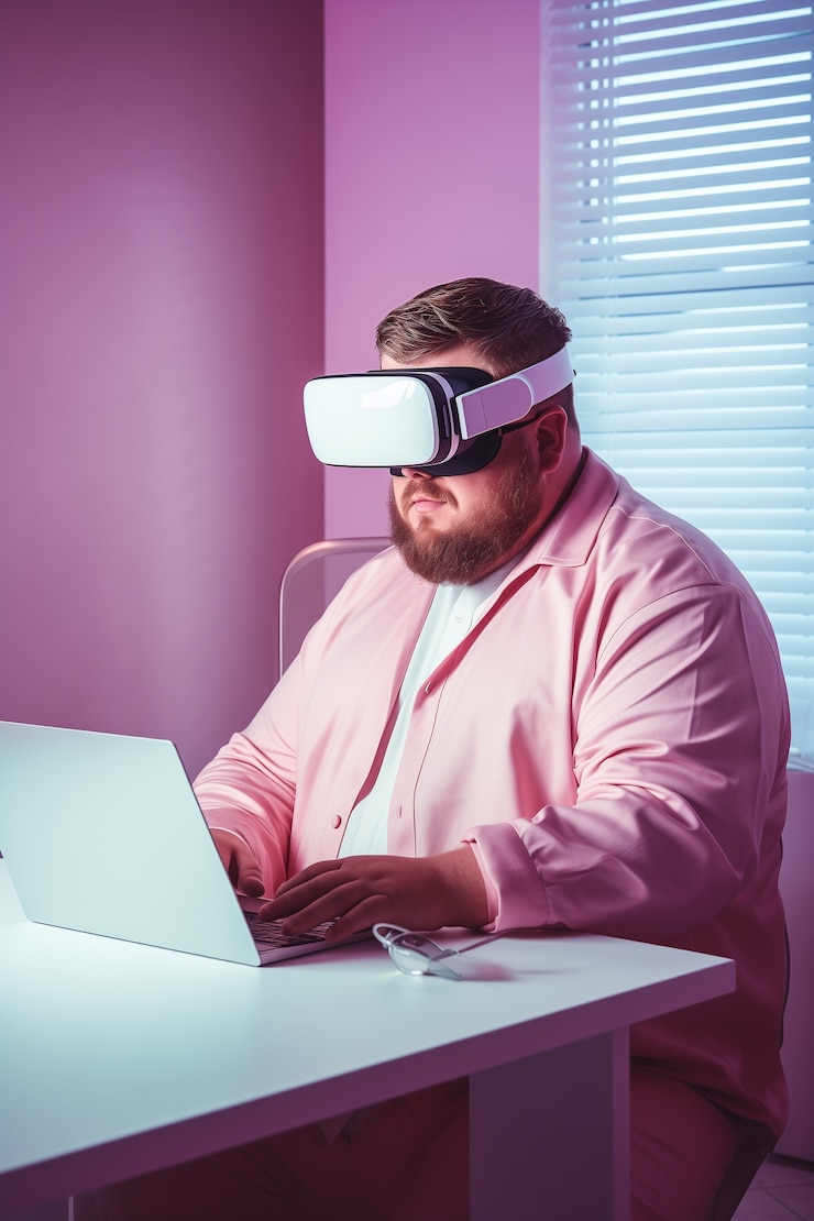 Foto gratuito persona que usa gafas futuristas de realidad virtual de alta tecnología