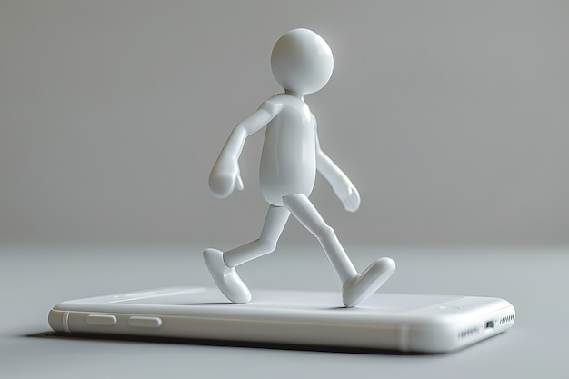 Foto gratuita un personaje 3d emergiendo de un teléfono inteligente