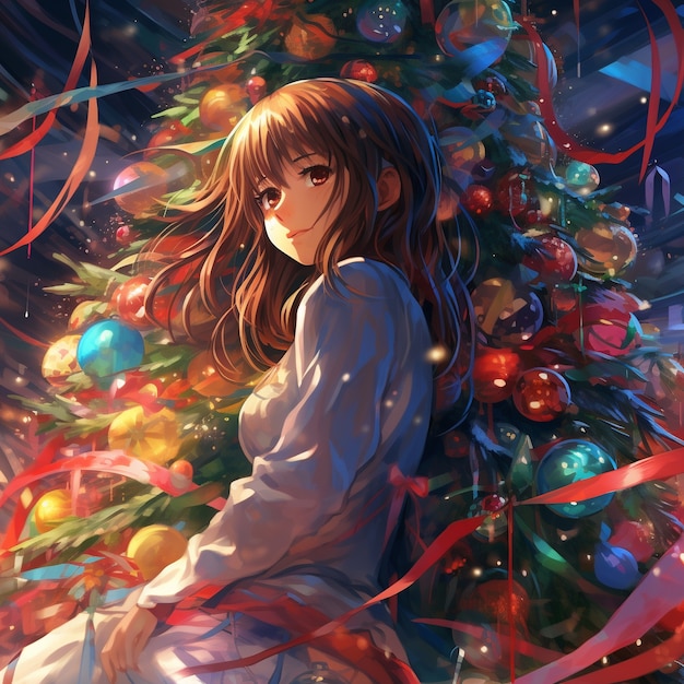 Foto gratuita personaje de anime temporada de navidad