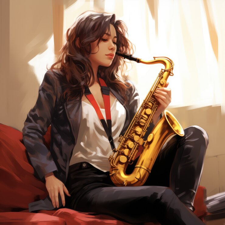 Foto gratuito personaje de anime tocando el saxofón