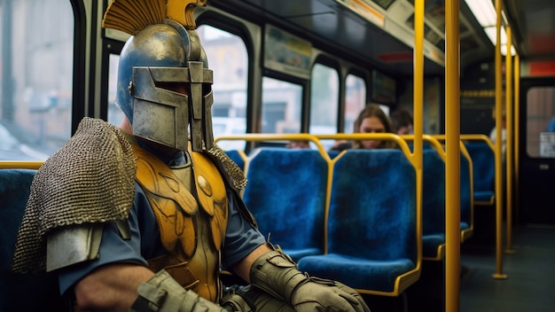 Foto gratuita personaje de la antigua grecia en el autobús