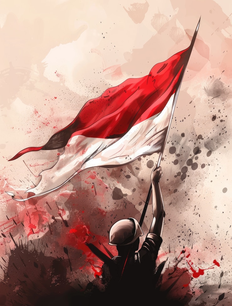 Foto gratuito personaje con una bandera indonesia