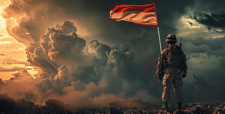 Foto gratuito personaje con una bandera indonesia