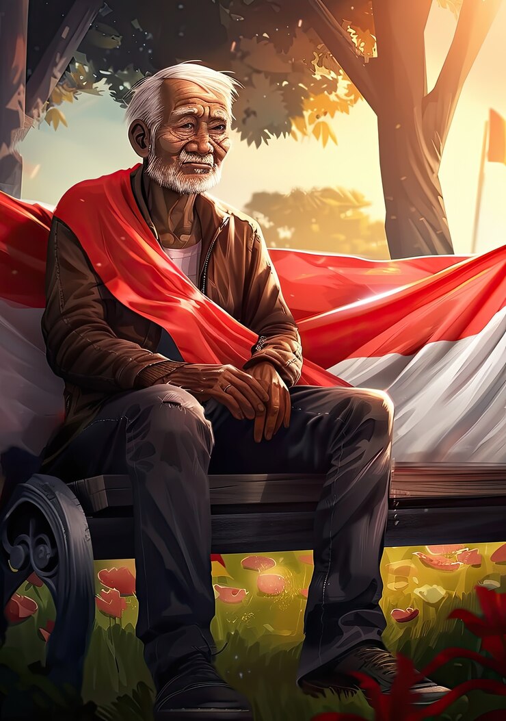 Foto gratuito personaje con una bandera indonesia