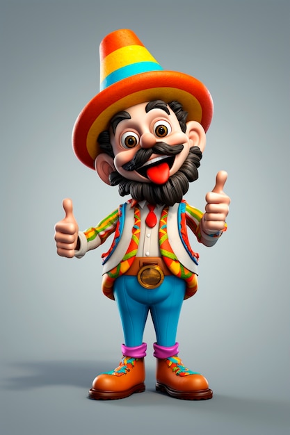 Personaje de carnaval divertido en 3D