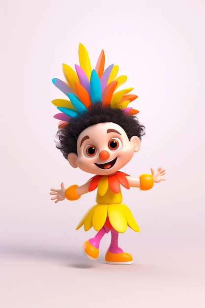 Personaje de carnaval divertido en 3D